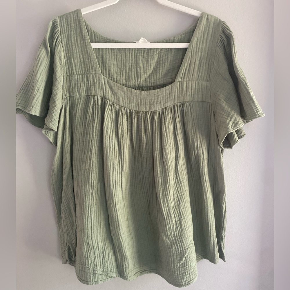 Caslon - cotton gauze short sleeve blouse